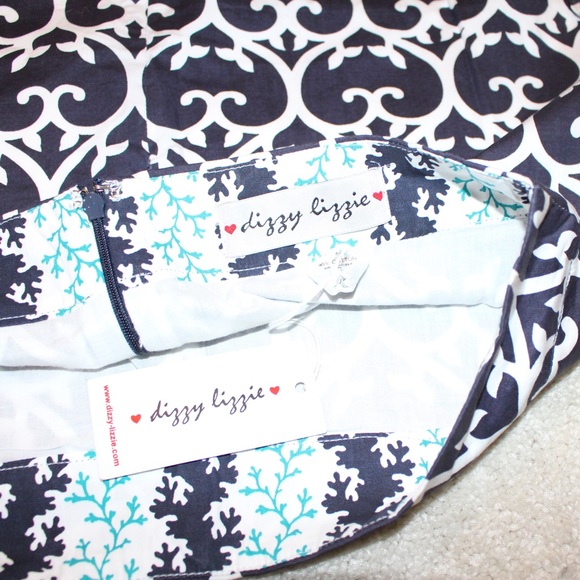 NWT Navy Pattern Straight Skirt - Bevello - Picture 7 of 8